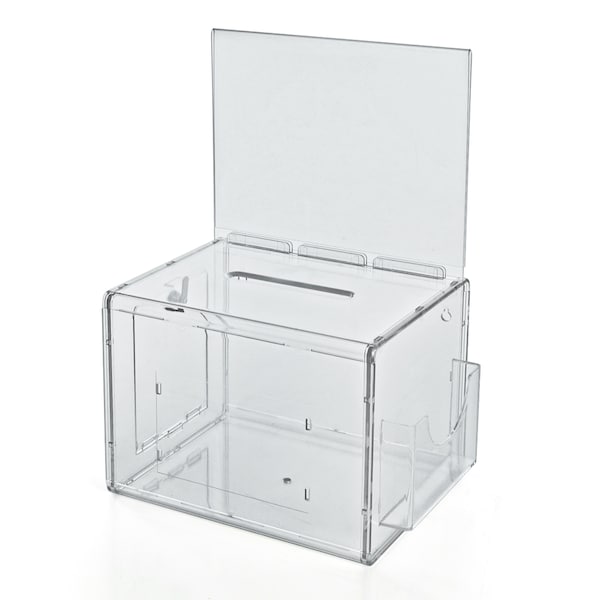 Clear Extra Large Lottery Box W/ Pocket, Lock and Keys